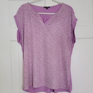Polka Dot V-Neck Lightweight Short Sleeve Shirt Blouse